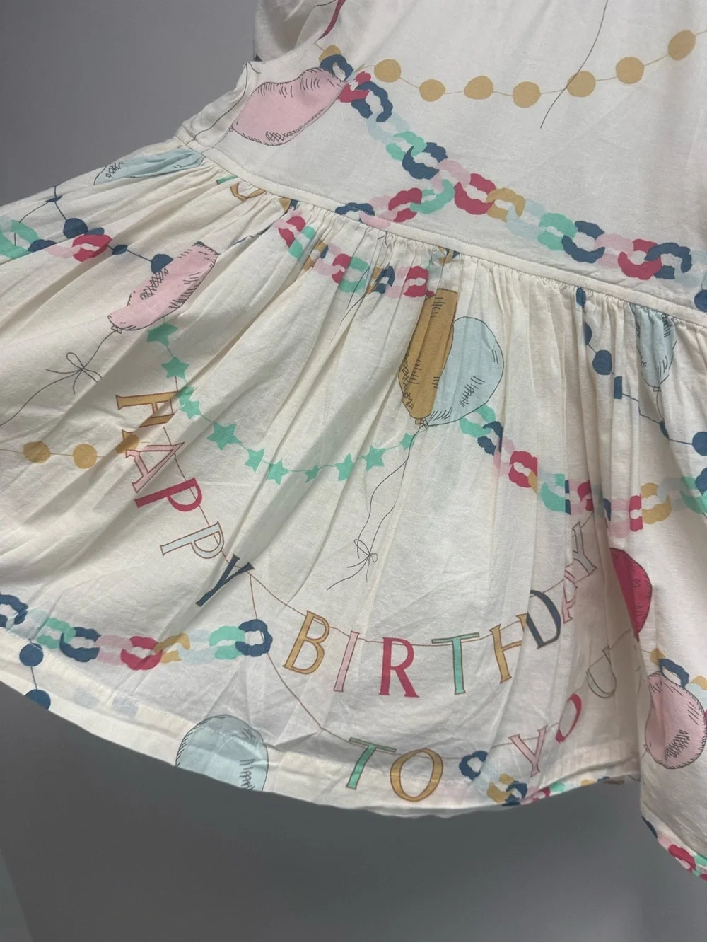 Pink Chicken Cream Party Print Puff-Sleeve Dress